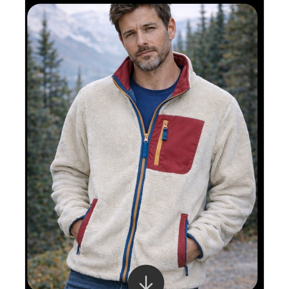 Horizon Bass Creek Outfitters Fleece‎ Jacket L/L Full Zip Outdoor Burgundy Trim